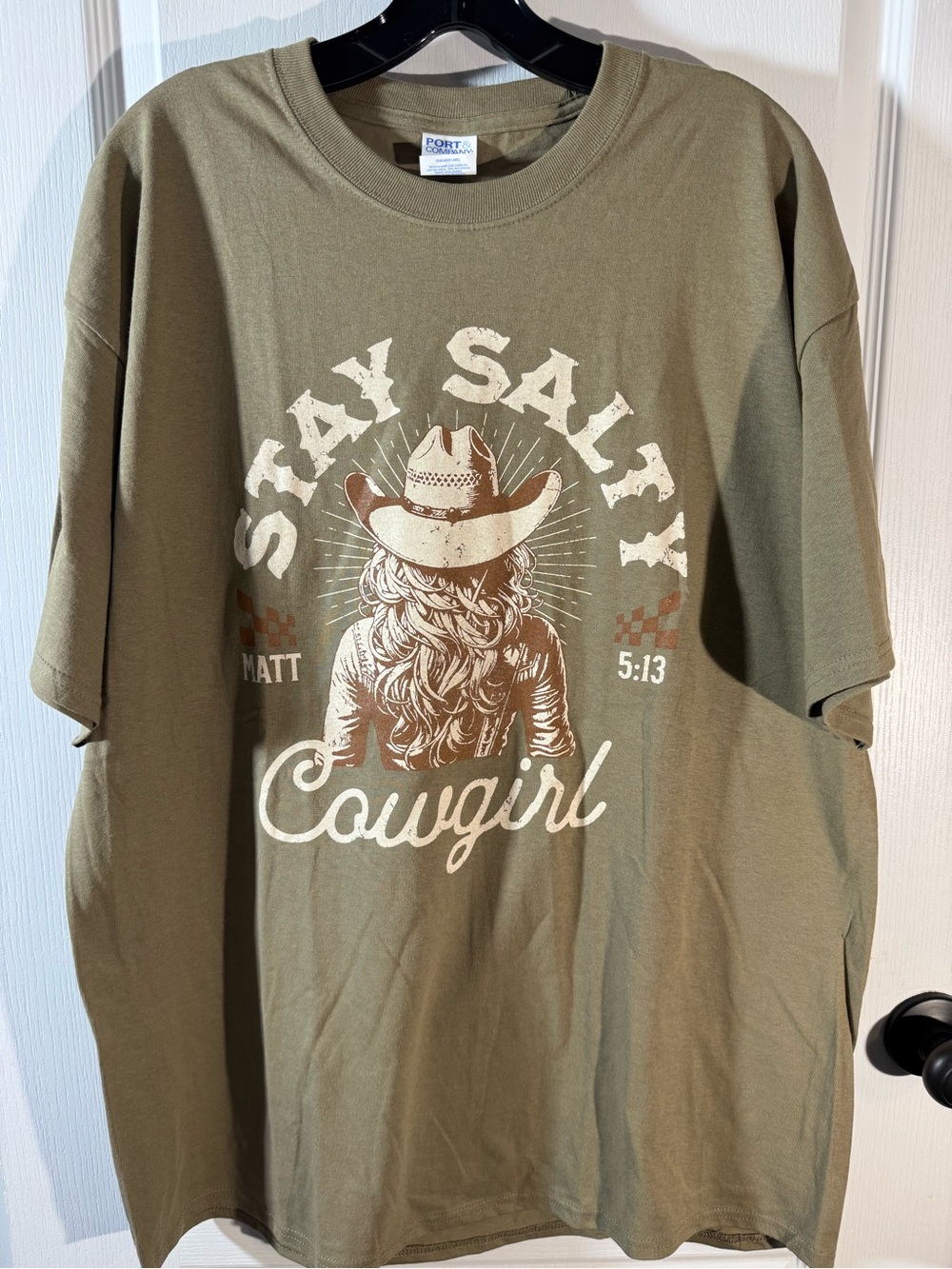 Stay Salty Cowgirl Graphic Tee - Olive